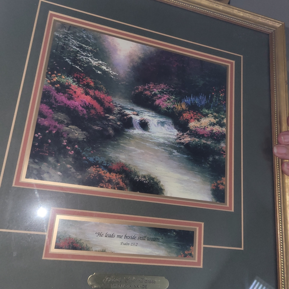 Thomas Kinkade Vibrant Floral River Artwork Still Waters